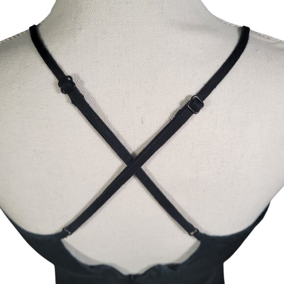 Old Navy Linen Mini Slip Dress Black Crisscross Back Lined Adjustable 4 Y2K Vtg - Picture 3 of 9